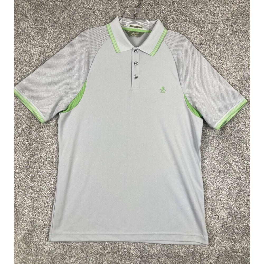 Original Penguin Munsingwear Mens Medium Vented Breathable Polo Shirt Grey Green